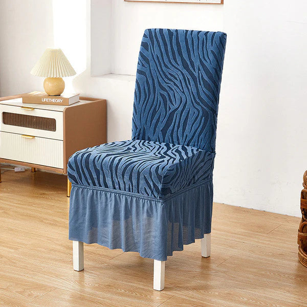 Premium Zebra Velvet Chair Cover-Blue
