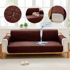 100% Waterproof Quilted Sofa Covers-Brown