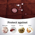 100% Waterproof Quilted Sofa Covers-Brown