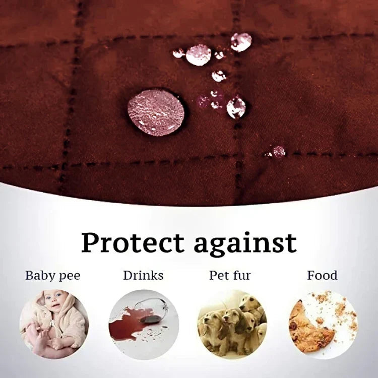 100% Waterproof Quilted Sofa Covers-Brown