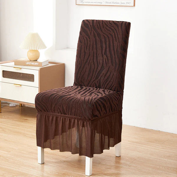 Premium Zebra Velvet Chair Cover-Brown