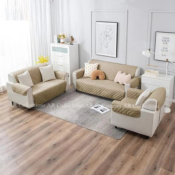 Ultrasonic Quilted Sofa Covers Beige Color
