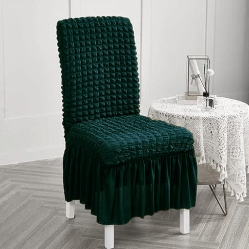 Premium Bubble Frilled Chair Cover-Green