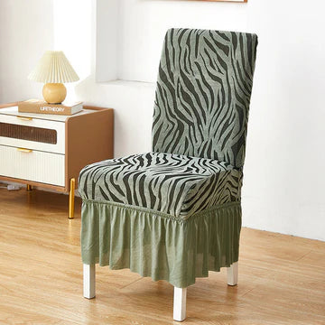 Premium Zebra Velvet Chair Cover-Green
