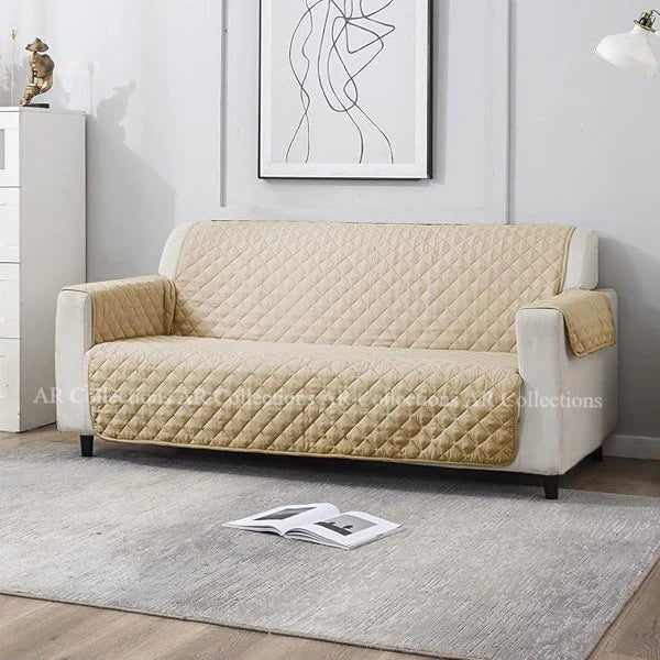 Ultrasonic Quilted Sofa Covers Beige Color
