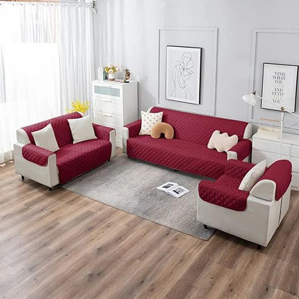 Ultrasonic Quilted Sofa Covers-Maroon
