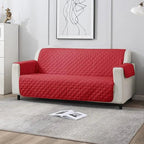Ultrasonic Quilted Sofa Covers Red Color