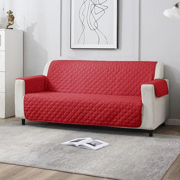 Ultrasonic Quilted Sofa Covers Red Color