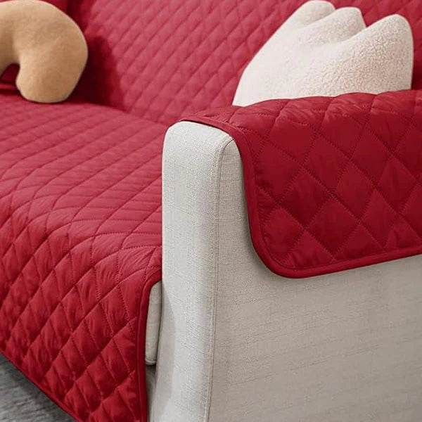Ultrasonic Quilted Sofa Covers Red Color