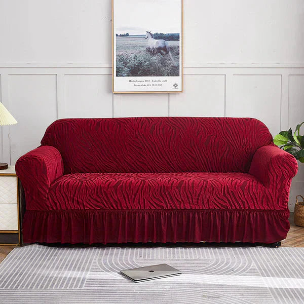 Velvet Stuff Zebra Style Sofa Cover-Maroon