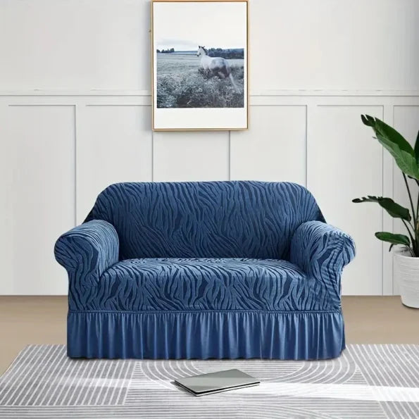 Velvet Stuff Zebra Style Sofa Cover-Navy Blue