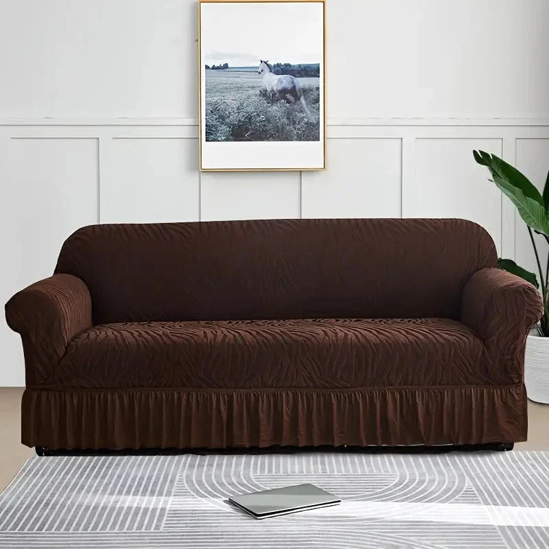 Velvet Stuff Zebra Style Sofa Cover-Brown
