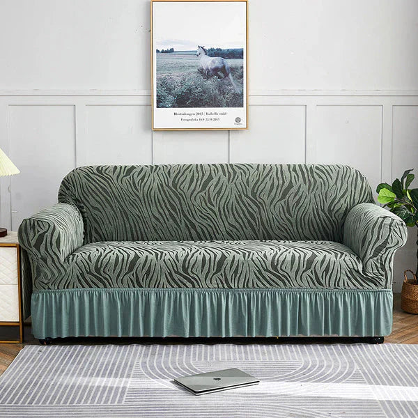 Velvet Stuff Zebra Style Sofa Cover-Green