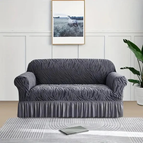 Velvet Stuff Zebra Style Sofa Cover-Grey