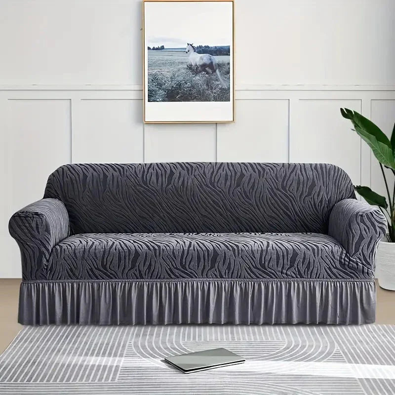 Velvet Stuff Zebra Style Sofa Cover-Grey