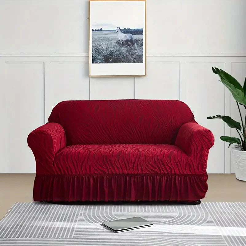Velvet Stuff Zebra Style Sofa Cover-Maroon