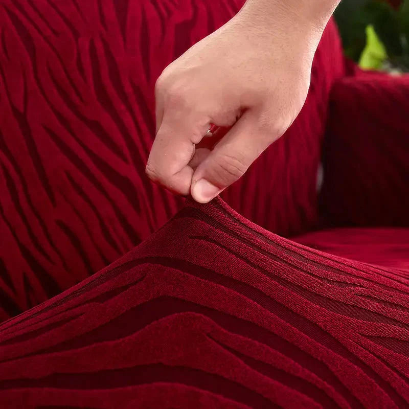 Velvet Stuff Zebra Style Sofa Cover-Maroon