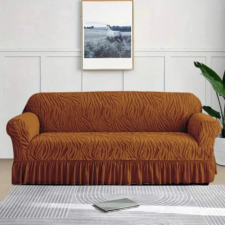 Velvet Stuff Zebra Style Sofa Cover-Med Brown